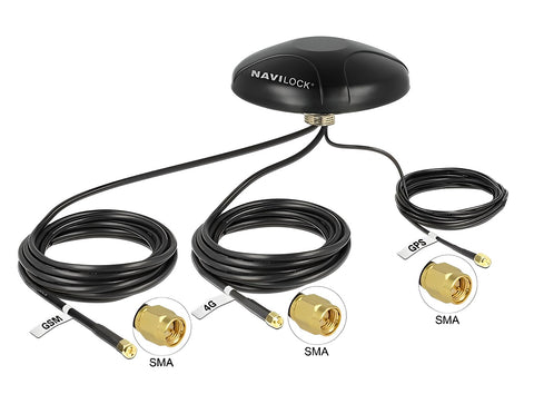 Multiband GNSS GALILEO GPS LTE UMTS GSM SMA Antenna omnidirectional roof mount outdoor - delock.israel
