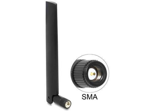 NB-IoT 900 MHz Antenna SMA plug 3 dBi omnidirectional with tilt joint black - delock.israel