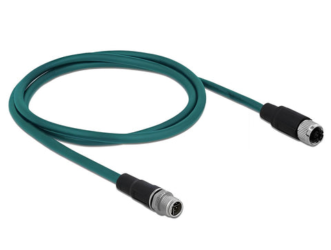 Network cable M12 8 pin X-coded male to female PUR (TPU) - delock.israel