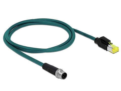 Network cable M12 4 pin D-coded to RJ45 Hirose plug TPU - delock.israel