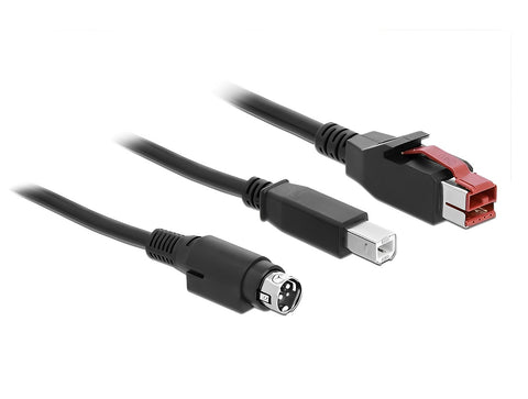 PoweredUSB cable male 24 V > USB Type-B male + Hosiden Mini-DIN 3 pin male for POS printers and terminals - delock.israel