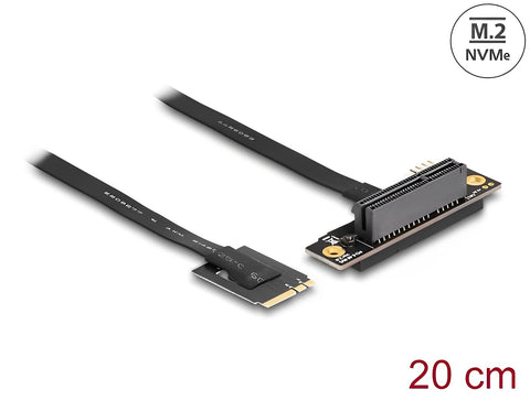 M.2 Key A+E to PCIe x4 NVMe Adapter angled with 20 cm cable - delock.israel
