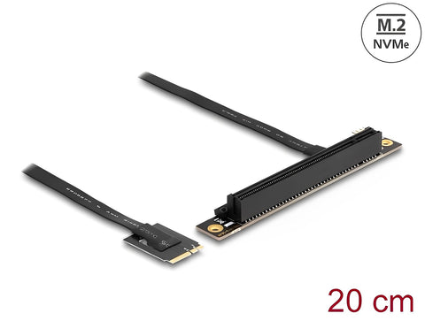 M.2 Key A+E to PCIe x16 NVMe Adapter angled with 20 cm cable - delock.israel