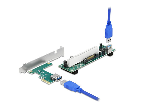Riser Card PCI Express x1 to 1 x PCI 32 Bit Slot with 60 cm cable - delock.israel