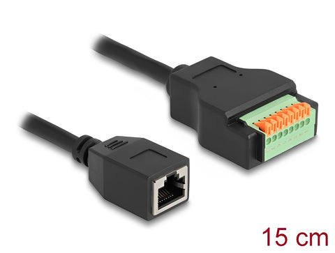 RJ45 Cable Cat.5e jack to Terminal Block Adapter with push button 15 cm - delock.israel