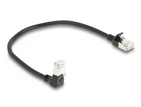 RJ45 Network Cable Cat.6A S/FTP Slim 90° downwards angled / straight - delock.israel