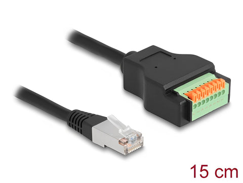 RJ45 Cable Cat.5e plug to Terminal Block Adapter with push button 15 cm - delock.israel