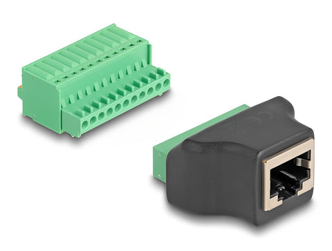 RJ50 female to Terminal Block Adapter with push-button - delock.israel