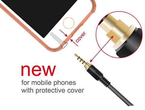 Stereo Jack Cable 3.5 mm 4 pin male > male angled - delock.israel