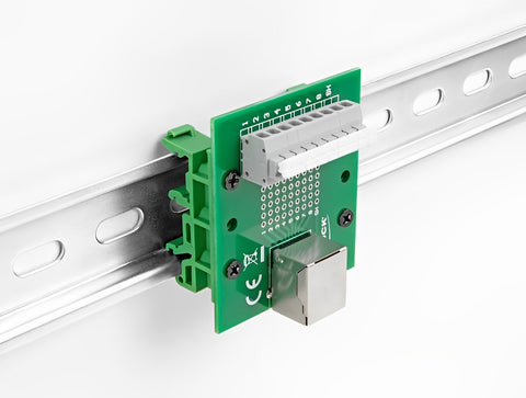 RJ45 female to Terminal Block with push-button for DIN rail - delock.israel