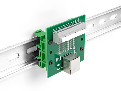 RJ50 female to Terminal Block with push-button for DIN rail - delock.israel