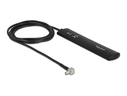 LTE Antenna TS-9 plug 90° 3 dBi omnidirectional fixed black self adhesive - delock.israel