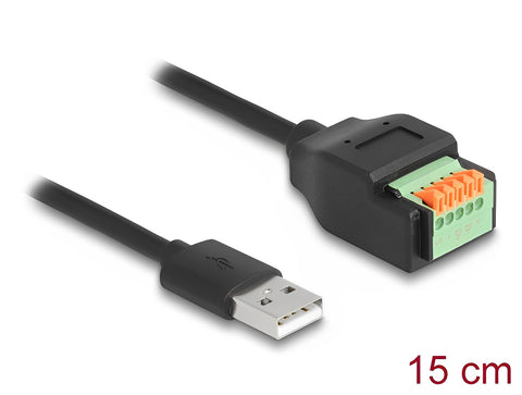 USB 2.0 Cable Type-A male to Terminal Block Adapter with push button 15 cm - delock.israel