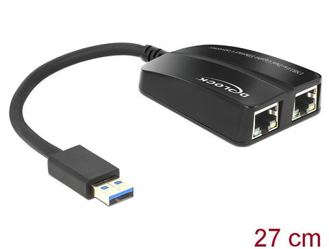 Adapter USB 3.0 > 2 x Gigabit LAN 10/100/1000 Mb/s - delock.israel