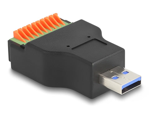 USB 3.2 Gen 1 Type-A male to Terminal Block Adapter with push button - delock.israel
