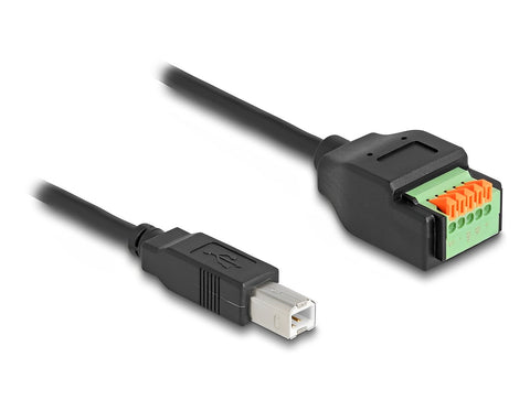 USB 2.0 Cable Type-B male to Terminal Block Adapter with push button 15 cm - delock.israel