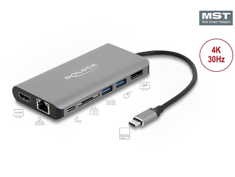 USB Type-C™ Docking Station 4K - HDMI / DP / USB 3.2 / SD / LAN / PD 3.0 - delock.israel