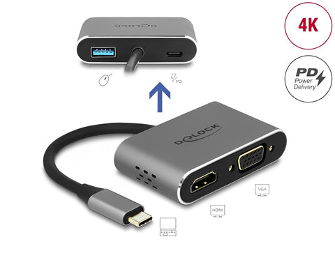 USB Type-C™ Adapter to HDMI and VGA with USB 3.0 Port and PD - delock.israel