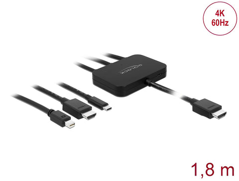 USB-C™, HDMI or mini DisplayPort to 4K HDMI Adapter Cable 1.8 m - delock.israel
