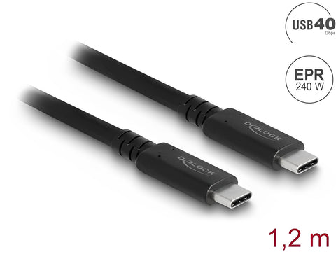 USB4™ 40 Gbps Coaxial Cable 1.2 m USB PD 3.1 Extended Power Range 240 W - delock.israel