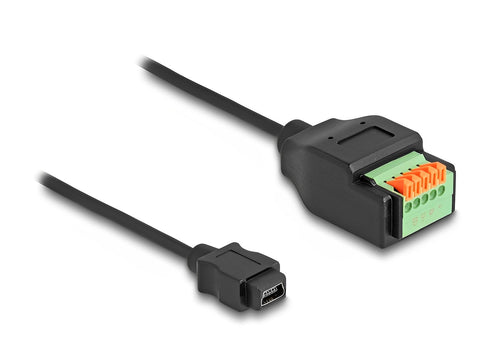 USB 2.0 Cable Type Mini-B female to Terminal Block Adapter with push button 15 cmטרמינל בלוק בחיבור לחיצה על כבל 15 ס"מ לשקע מיני 2.0 USB - delock.israel