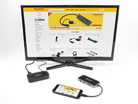 Wireless Display USB Type-C™ Adapter Full HD - HDMI + VGA with Card Reader and Hub - delock.israel