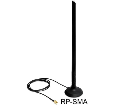 WLAN 802.11 b/g/n Antenna RP-SMA 6.5 dBi Omnidirectional Joint With Magnetic Stand - delock.israel