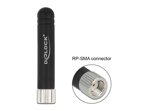 WLAN 802.11 b/g/n Antenna RP-SMA plug 1.7 - 3.7 dBi omnidirectional fixed with flexible material black