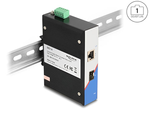 Industrial Gigabit Media Converter RJ45 to SFP for DIN rail - delock.israel