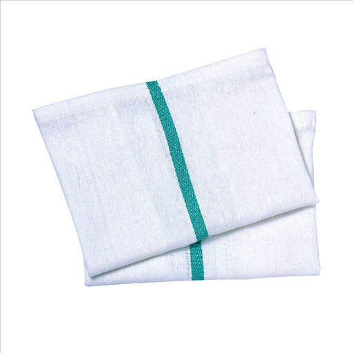 15 X 26 Herringbone Kitchen Towels Green Stripe 24 Ozs