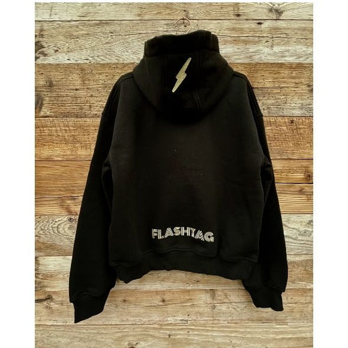 flashtag hoodies super soft oversized black with gold embroided logo