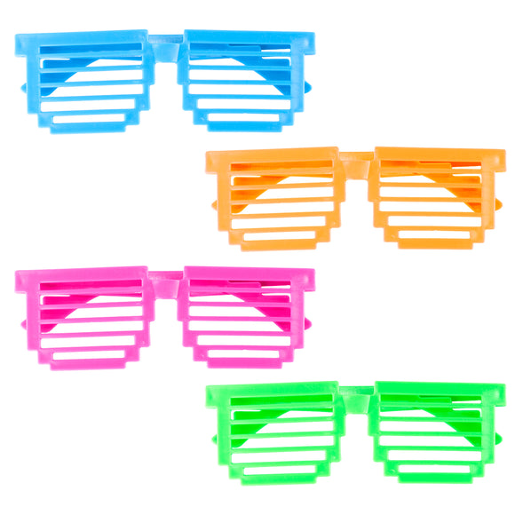 Plastic Color Assorted Square Shutter 80s Glasses 24 Pairs Handy Basics