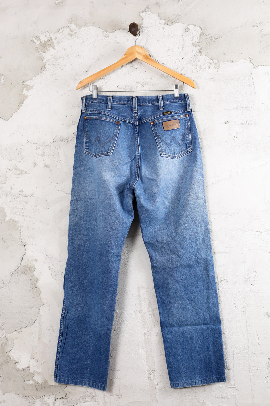 Used Thrift Made In USA Wrangler Jeans | Medium Wash | Men's / Women's |  32-38 – The Green Closet