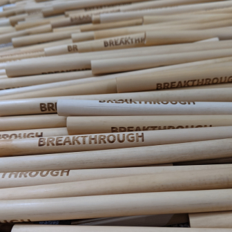 Breakthrough event laser engraved drinking straw