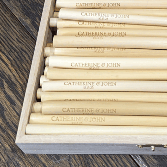 Catherine and John custom engraved wedding drinking straws