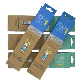 Retail Inner Packs of both holy city wheat and reed straws