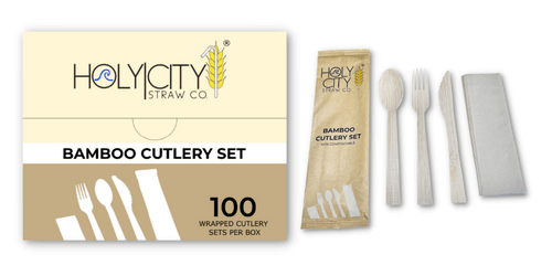 Wrapped Bamboo Cutlery Set Sample