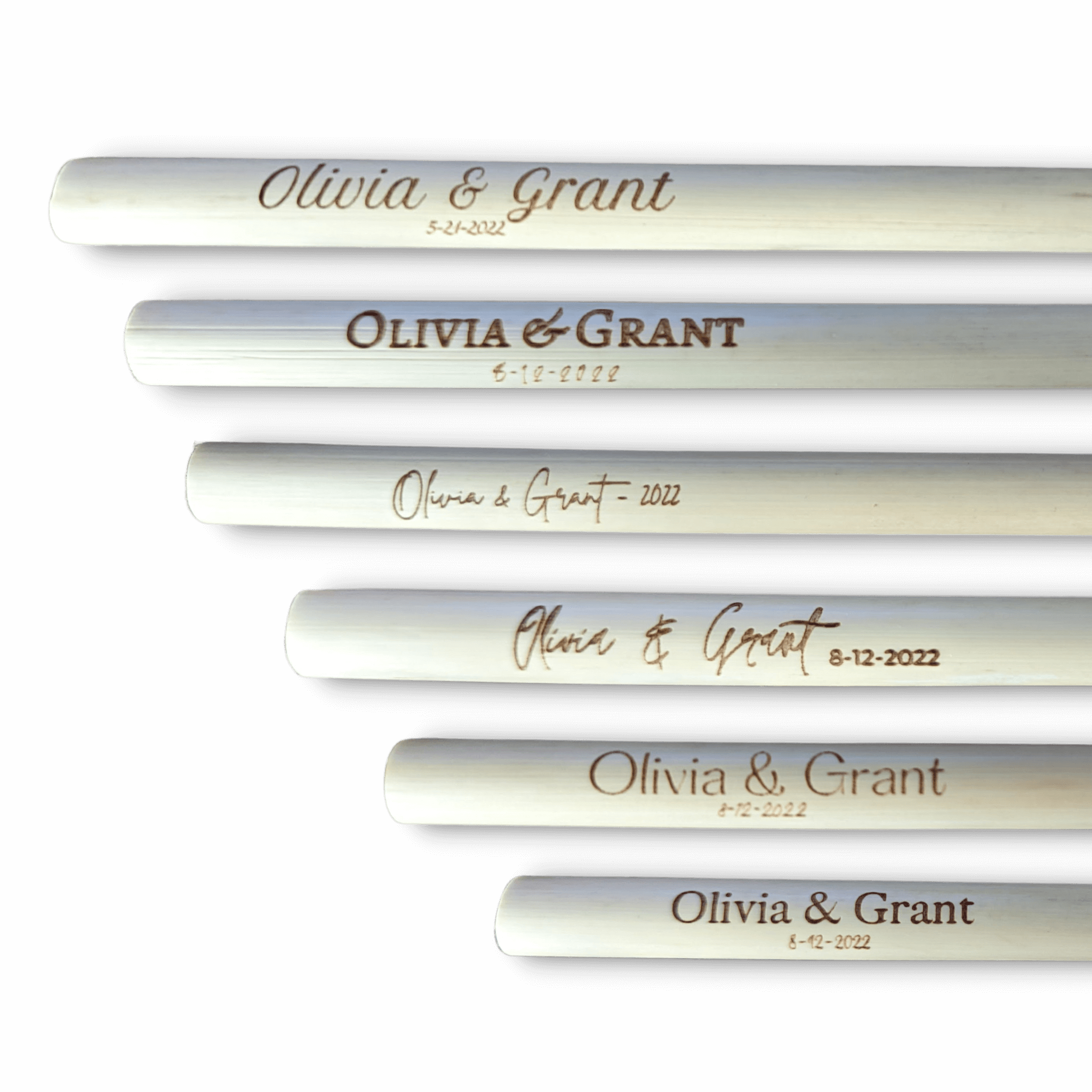 Olivia and Grant laser engraved drinking straw