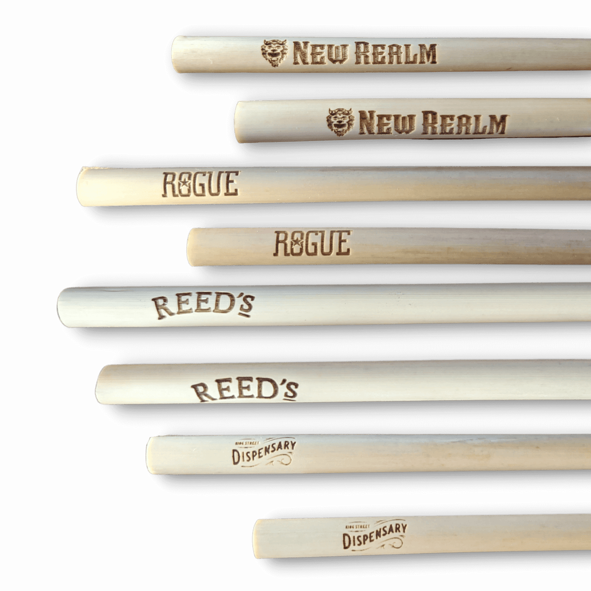 New Realm Rouge and Reed laser engraved reed stem straw