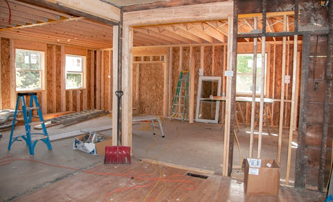 image of gutted living room for home remodel