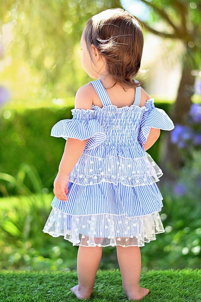 Baby Sara | Toddler Girls Off The Shoulder Striped Summer Dress ...