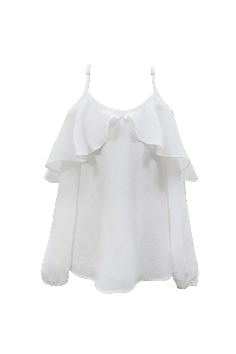 Hannah Banana | Big Girls Ruffled Cold Shoulder Long Sleeve Chiffon ...