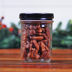 Candied pecans in mason jar for gift