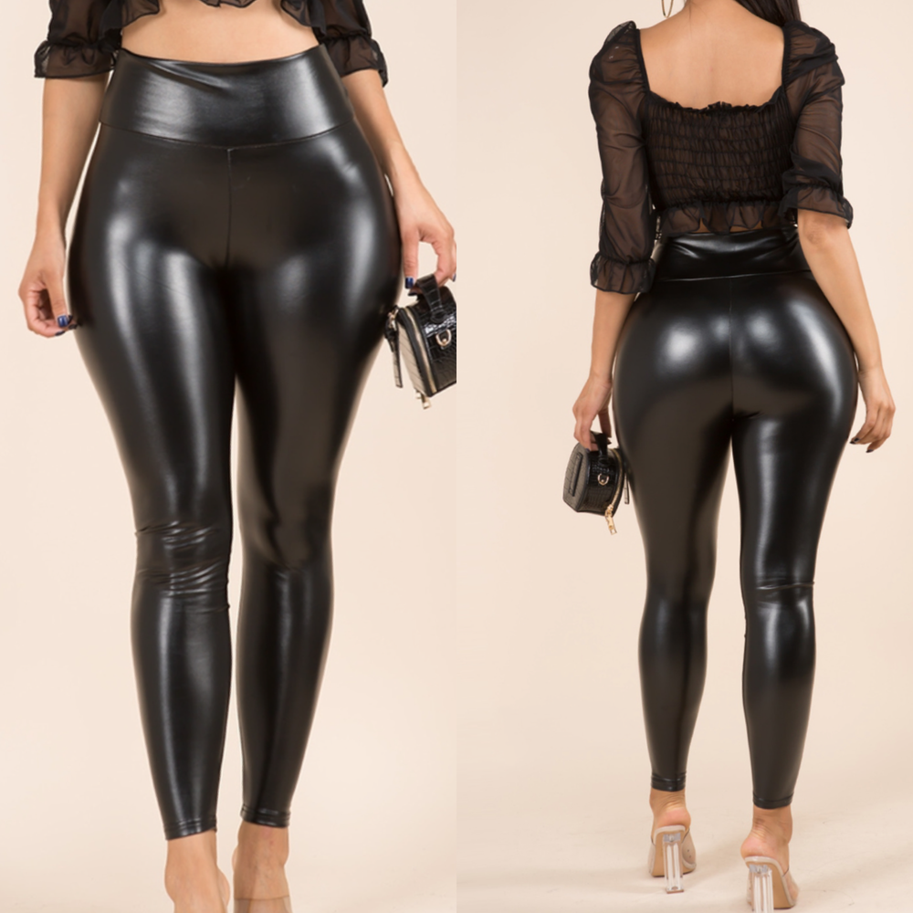Plus Sizes! Ankle Bow Tire Faux Leather Leggings! – Just Be Cute