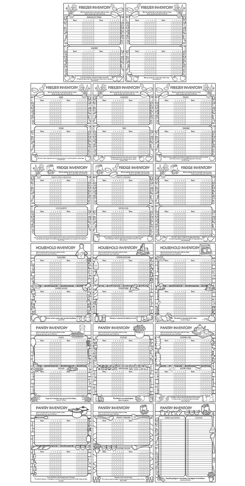 Pantry Supply Planner Journal - Printable PDF Coloring Book