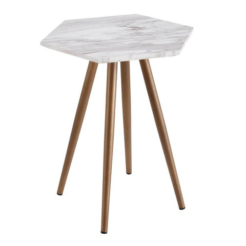 Modern Minimalism Faux Marble Like End&Side Coffee Table with Metal Legs