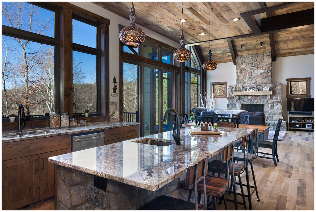 reclaimed wood ceiling paneling in kitchen - detroit lakes mn lake home design - dakota timber co