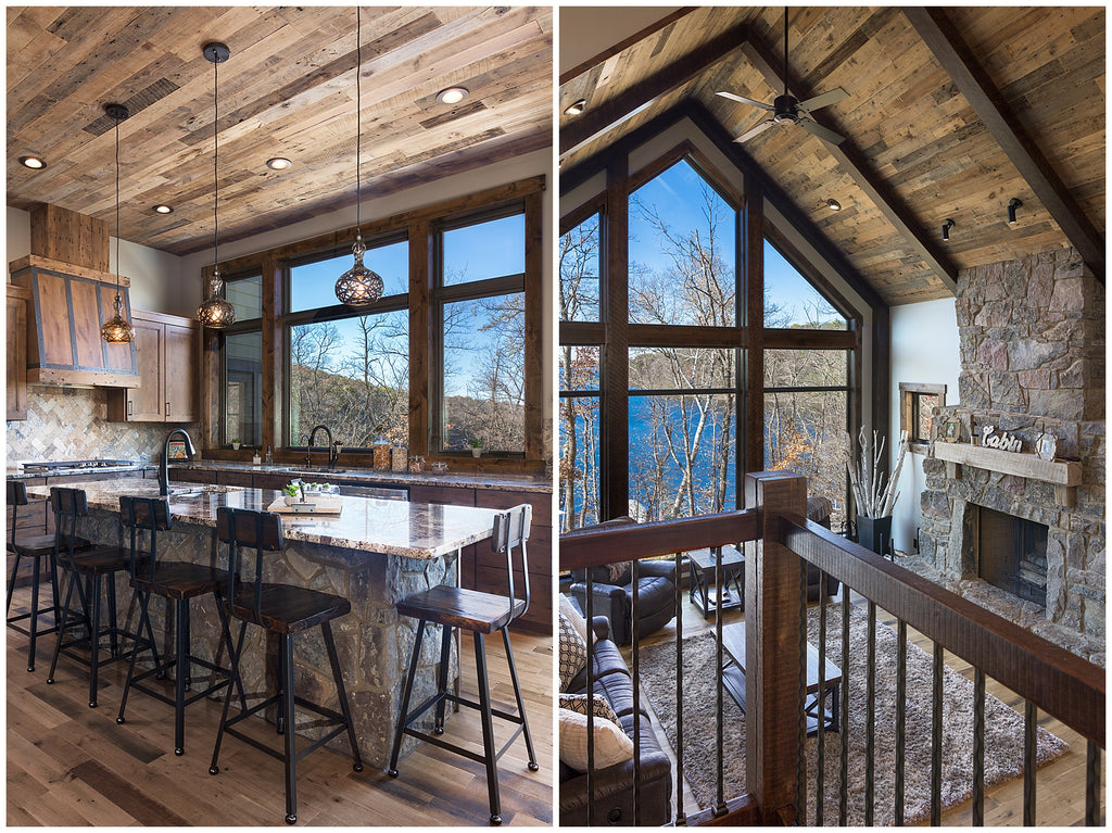 reclaimed wood ceiling paneling - detroit lakes minnesota lake home - dakota timber co