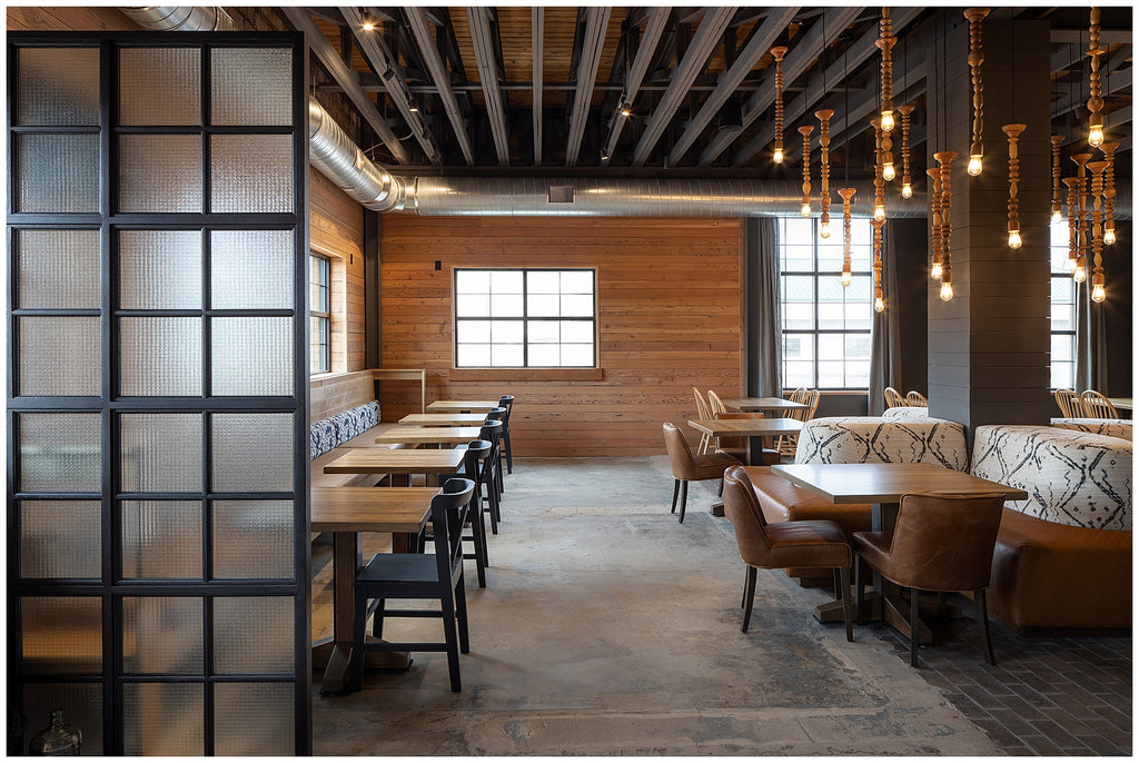 Wall Shiplap Paneling - 701 Eateries - Dakota TImber Co. - Custom Restaurant Tables 