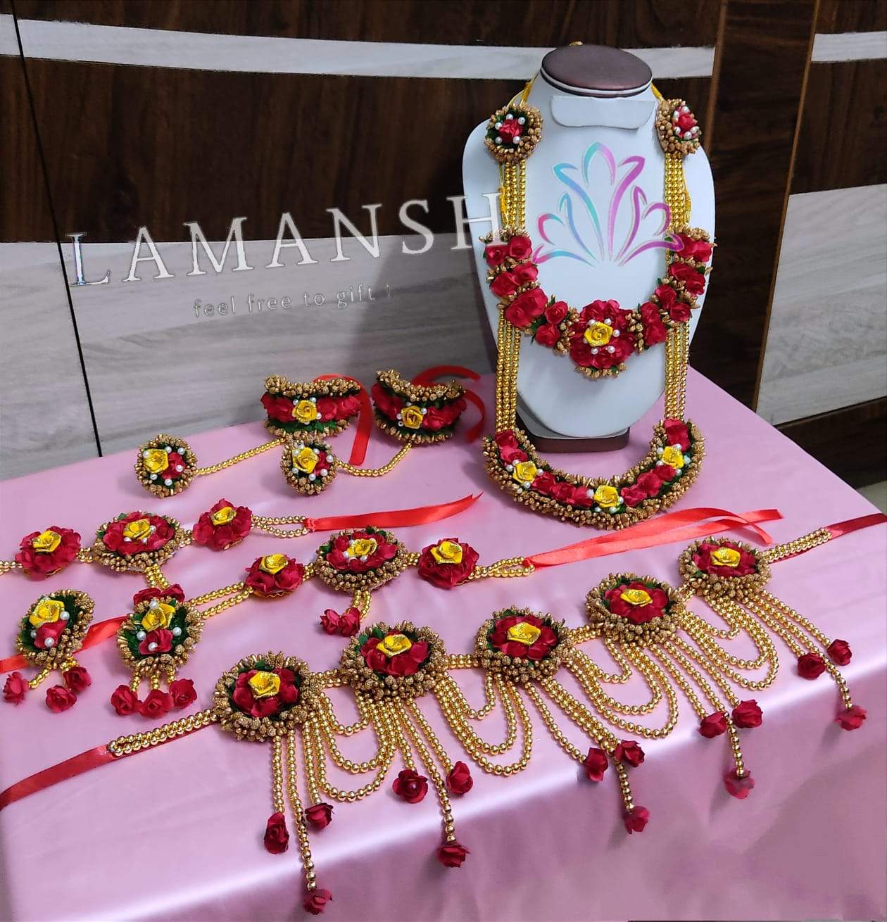 Lamansh Floral Ring Bracelet Set for Engagement  Haldi  Floral Acce